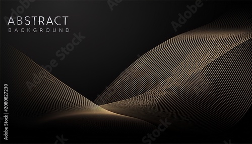 Abstract Black Background With Gradient Color And Artistic Dynamic Line Decoration Minimalis