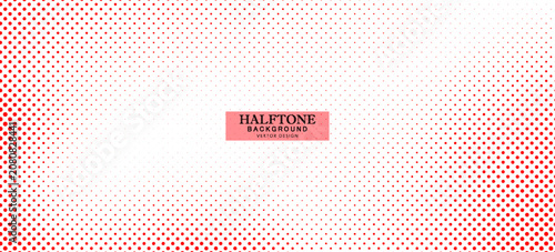 Принти на полотні Modern red halftone background with expanding dot texture, soft comic gradient, clean pop art design, seamless vector illustration
