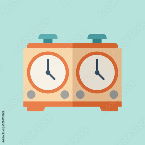 A flat vector illustration of a classic analog chess clock