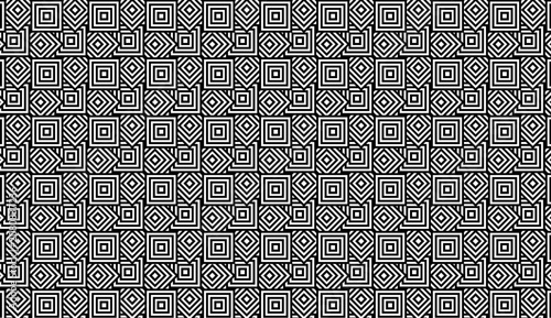 Black and white geometric maze seamless pattern background