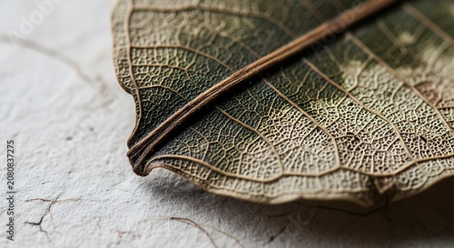 Close up of woven rattan basket on textured concrete.