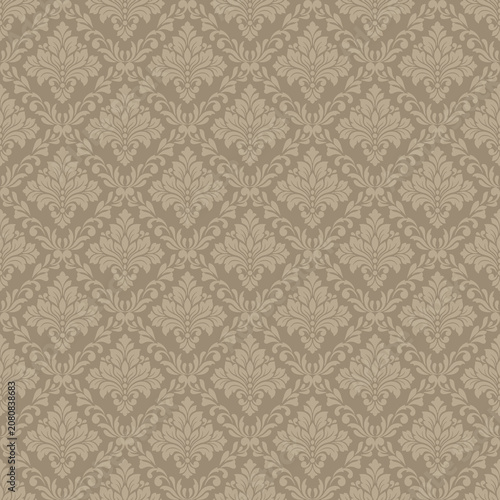 Bild auf Leinwand Elegant taupe damask pattern seamless wallpaper design featuring premium taupe damask pattern floral vector motifs for sophisticated taupe damask pattern textile backgrounds