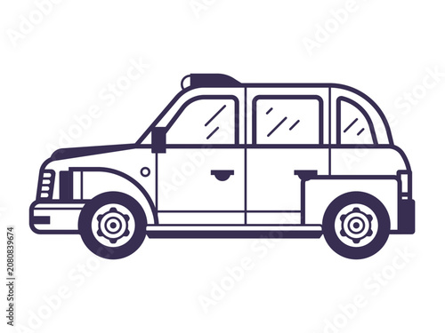 London Taxi Cab Icon in Line Art