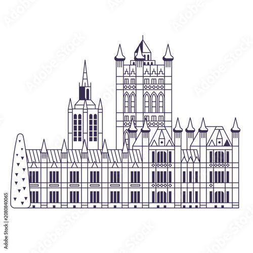 Westminster Palace Houses of Parliament in Line Art