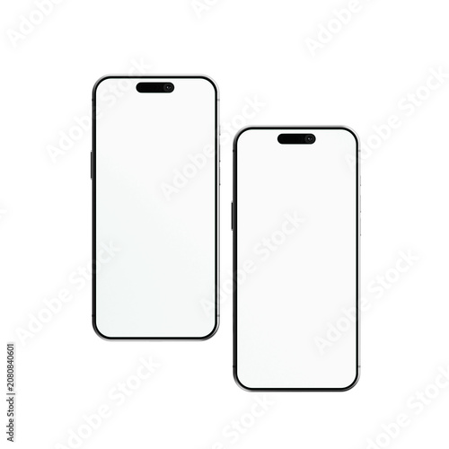 Two Modern Smartphones with Blank White Screens for App UI/UX Mockup