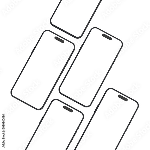 Abstract Minimalist Smartphone Outline Pattern on Transparent Background for Technology Concept Design