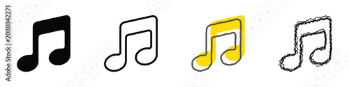 Obraz na płótnie Four distinct musical note symbols are presented side-by-side, showcasing variat