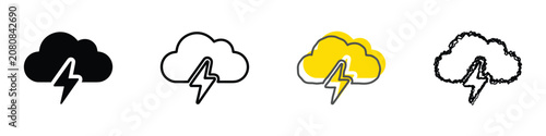 Bild auf Leinwand Explore a range of lightning cloud icon designs featuring different colors and s