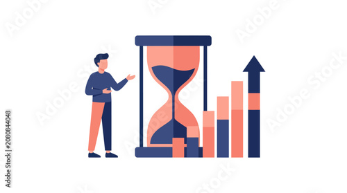 Time Management and Business Growth Vector Illustration