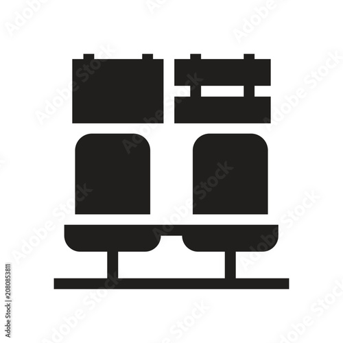 Minimalist flat vector icon showcasing a front view of a two-seat row.