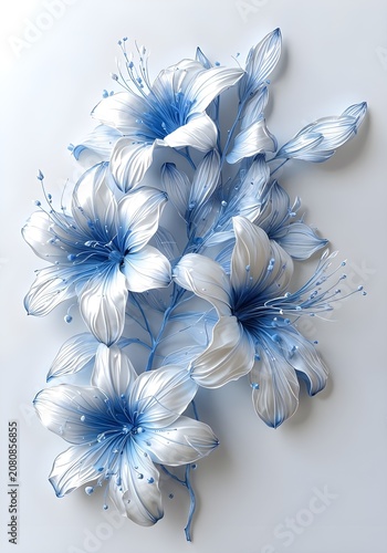 white flower on blue background