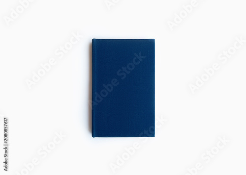 Принти на полотні Blue Vintage Linen Hardcover Book Isolated On White Background Top View