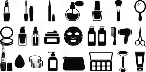Fotografía Beauty and cosmetics silhouette icon set for makeup and skincare