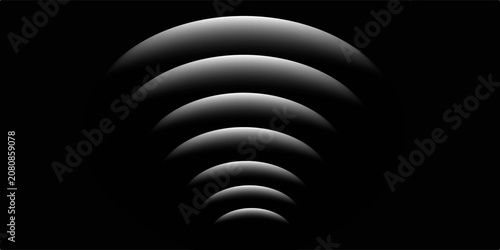 Photos sensor waves set icon on grid transparent, ripple white color, sound wave light