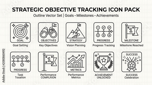 Achievements icon illustrating business objectives and goals on milestone board