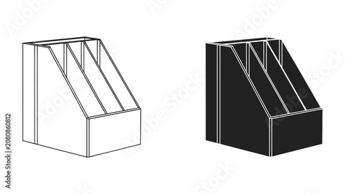 Fotografía Document Holder Comparison: Two identical document holders, one outlined in white and the other a solid black silhouette, stand side-by-side