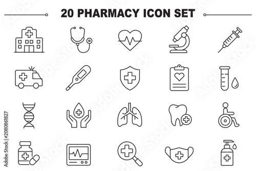 Obraz na płótnie Pharmaceutical line editable icon set