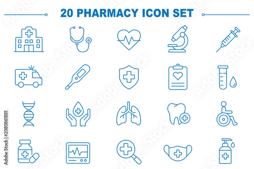 Canvastavla Pharmaceutical line editable icon set