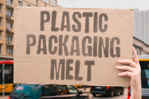 Fotografie "Plastic packaging melt" Wrapping materials disintegrate in heat