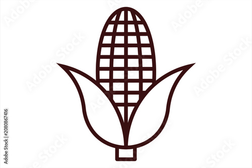 Bild auf Leinwand Corn illustration with grid pattern on elegant white background for agricultural