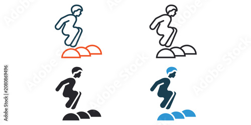 Obraz na płótnie obstacle running icons outline and Flat Style,transparent background