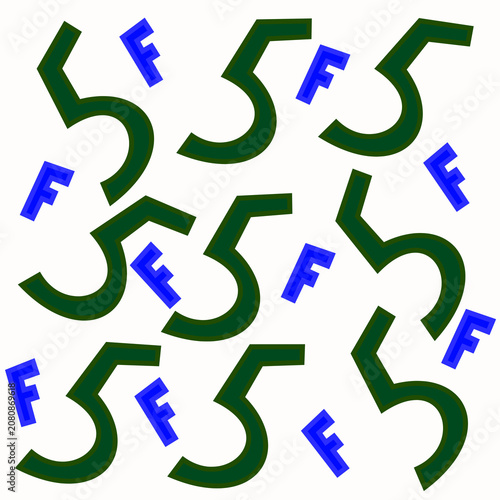 Number 5 and letter F