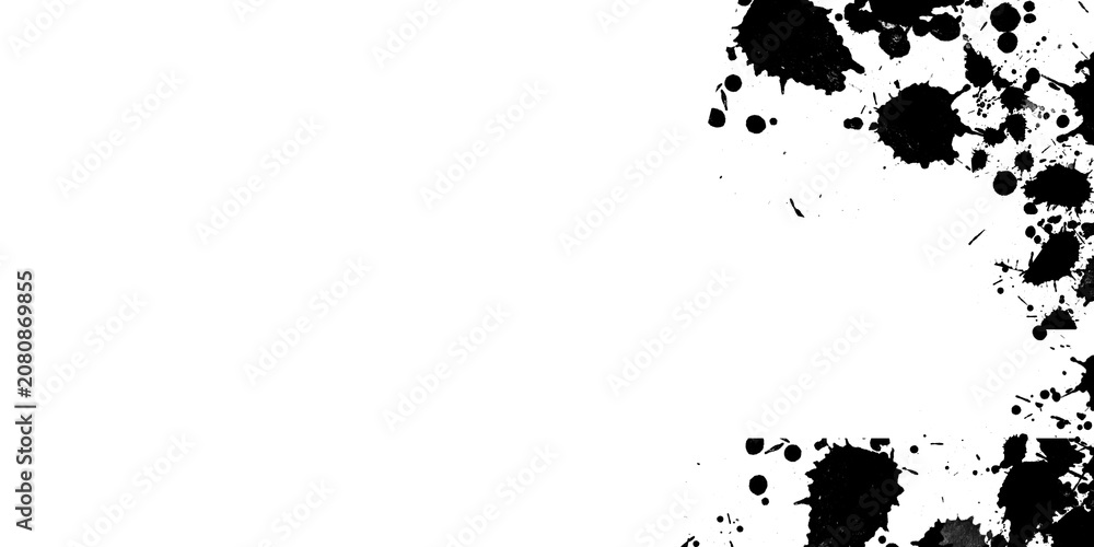 Obraz premium Black ink splatters isolated on transparent background