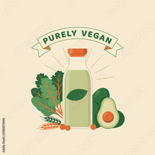 Foto Purely vegan organic smoothie drink illustration