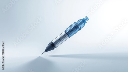 Sleek modern insulin pen injector for diabetes treatment on white background with blue tones