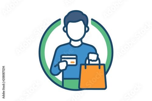 Shopping Person with Credit Card Icon