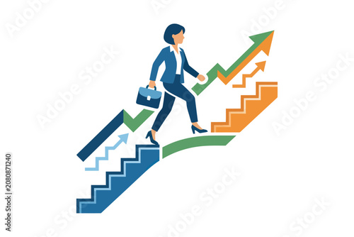 Businesswoman Career Growth Vector Illustration