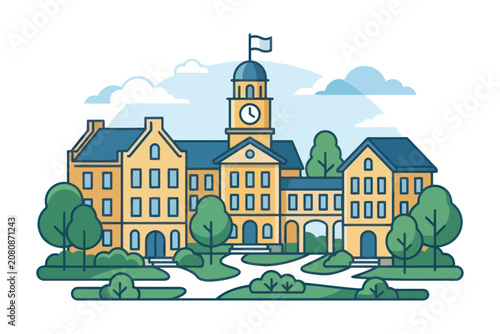 University Campus Vector Illustration