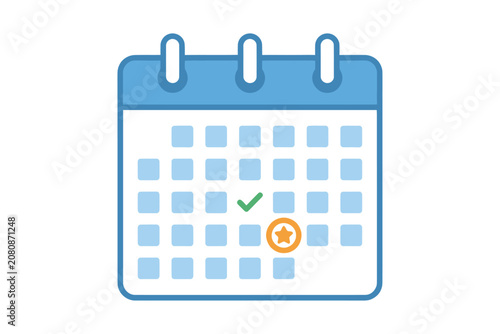 Calendar Icon with Checkmark and Star