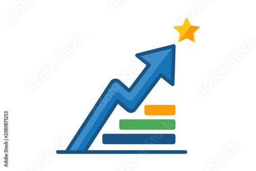 Rising Arrow Growth Chart Vector Illustration