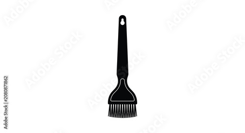 Fényképezés Black Silhouette Of A Pastry Brush With Bristles And Handle Isolated On White Ba