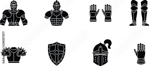 Photos Medieval Knight Armor and Protective Equipment Icons Set