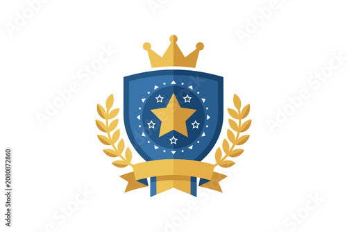 Shield Emblem with Crown and Laurel Wreath Badge