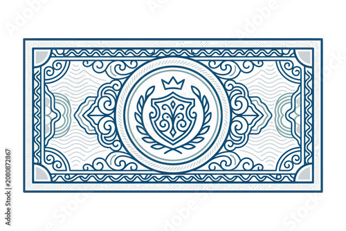 Ornamental Banknote Frame with Shield and Crown
