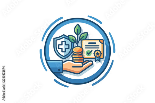 Health Insurance and Financial Growth Vector Illustration