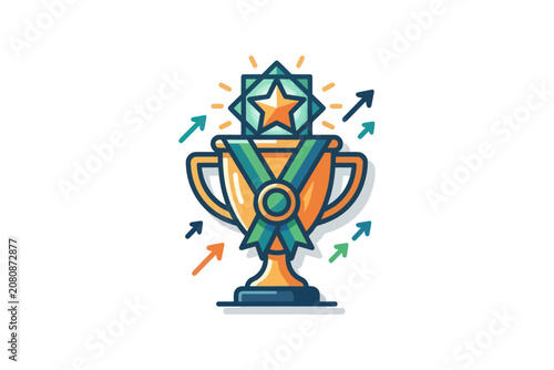 Golden Trophy Achievement Vector Illustration