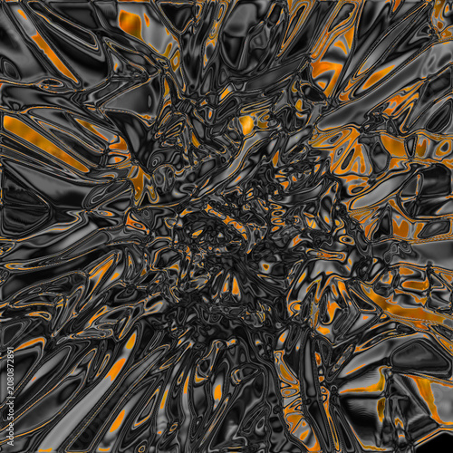 Canvas Print Abstract explosion of metallic shards with glowing orange highlights, representing chaos and energy
