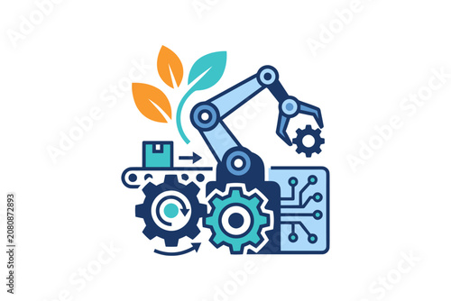 Sustainable Industrial Automation Vector Illustration