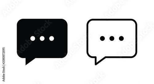 Tableau sur toile Two speech bubble silhouettes with ellipsis points against a white background si