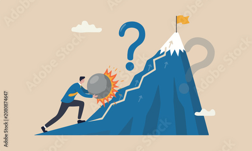 Fotografie Advantage mountain peak agility or innovation for success, leadership concept, b