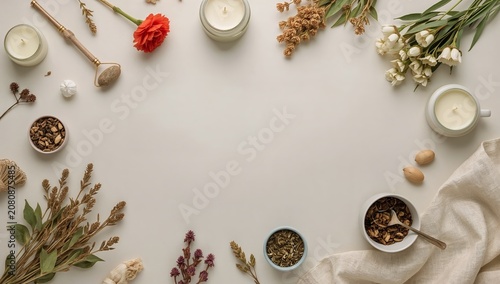 Decorating a Table With Candles, Flowers, and Herbs for a Special Gathering o...