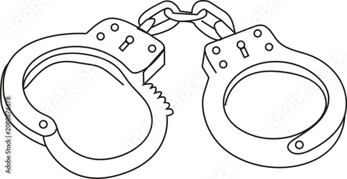 Bild auf Leinwand Continuous line art of hand restraints for criminals