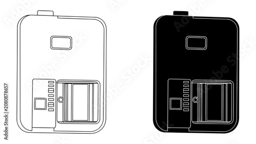 Tableau sur toile Product Design Study: A detailed outline and silhouette view of a modern electronic device, showcasing its internal components and external casing for design evaluation