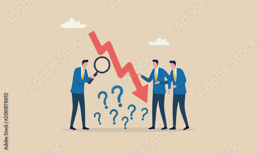 Tableau sur toile Market crash teams together recession, analyze or measure investment downturn co