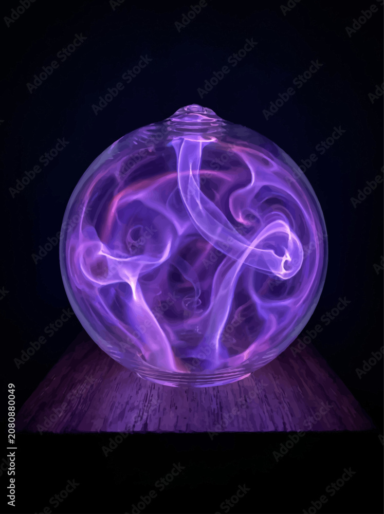 Fototapeta premium Futuristic Glass Sphere with Swirling Violet Smoke and Plasma