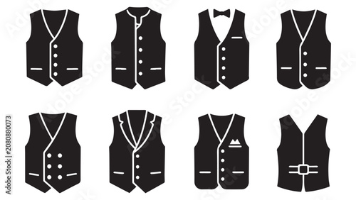 Photos Vest and Waistcoat Icons Set for Fashion and Formalwear